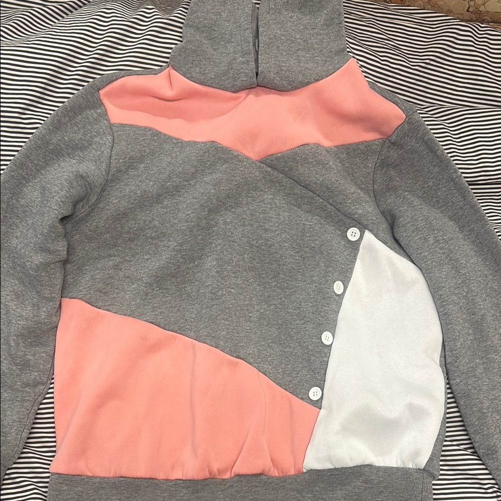Gray and Pink Colorblock Sweater